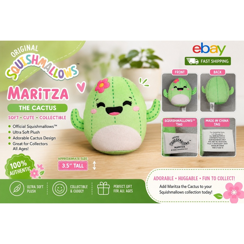 Squishmallows Maritza Cactus 3.5 Inch Green Plush McDonalds Happy Meal 2025 Toy